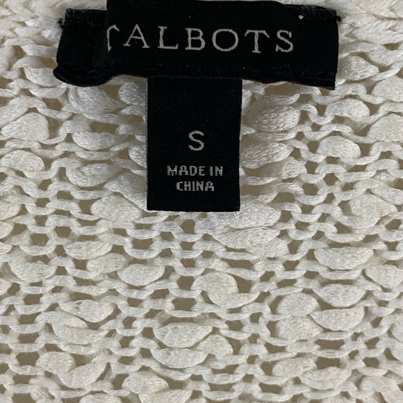 Talbots Off‑White V‑Neck Cotton Knit Sweater Size Small - Picture 5 of 6